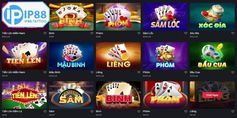 Các tựa game nổi tiếng, thu hút người chơi tại sảnh cược của nhà cái IP88