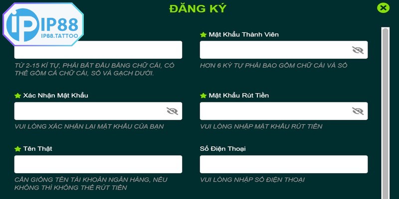 Đăng ký tài khoản nhà cái IP88 cực dễ dàng với vài thao tác